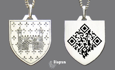 médaille argent gravée 2 faces blason Carcassonne QR code wikipedia