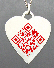 pendentif  argent QR code Coeur