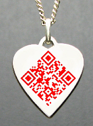 pendentif coeur argent QR code youtube vidéo