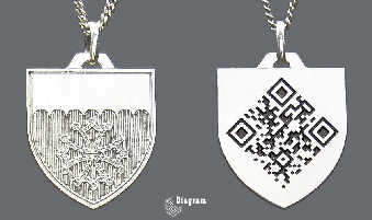 médaille argent gravée 2 faces blason Gard (30) QRcode wikipedia